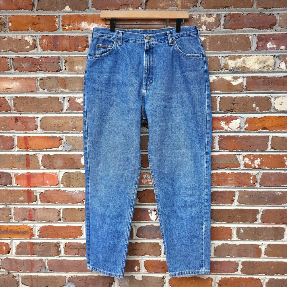Vintage LEE Jeans Womens 34x29 Blue 90s Western Rodeo High Waist Tapered Mom - Picture 2 of 12